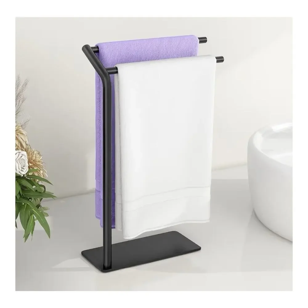 Hand Towel Stand Bathroom Towel Holder Stand‎ Countertop F-Shaped Heavy Base